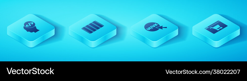 Set isometric front end development color palette Set isometric front end development color palette vector image