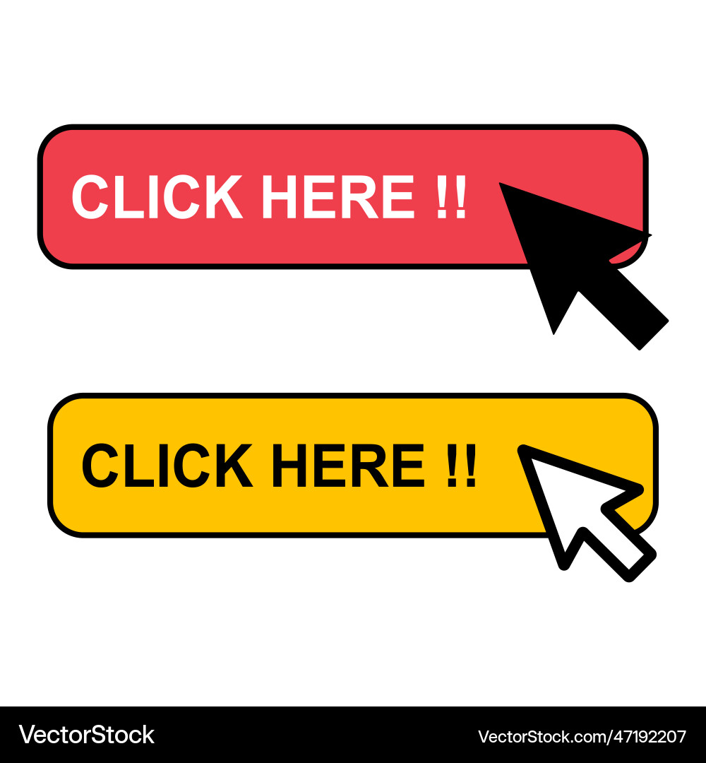 Set of click here web button internet flat Set of click here web button internet flat vector image