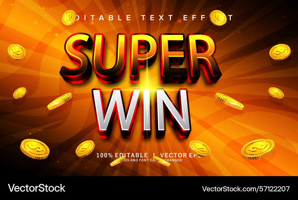 Super win text effect with modern style design Super win text effect with modern style design vector image