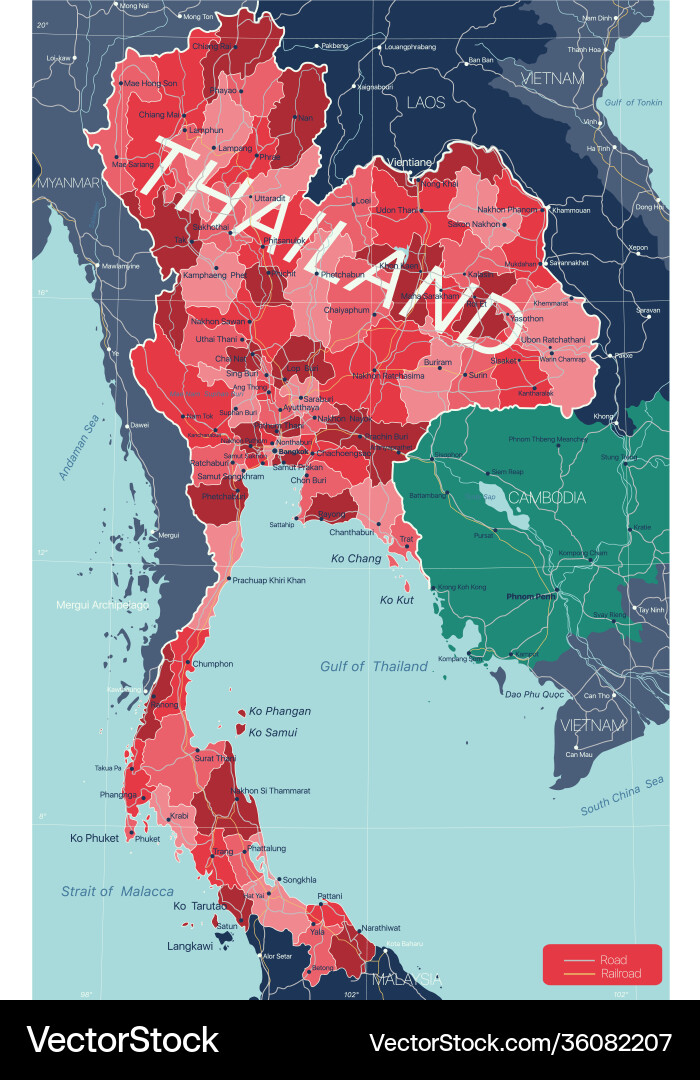 Thailand country detailed editable map Thailand country detailed editable map vector image