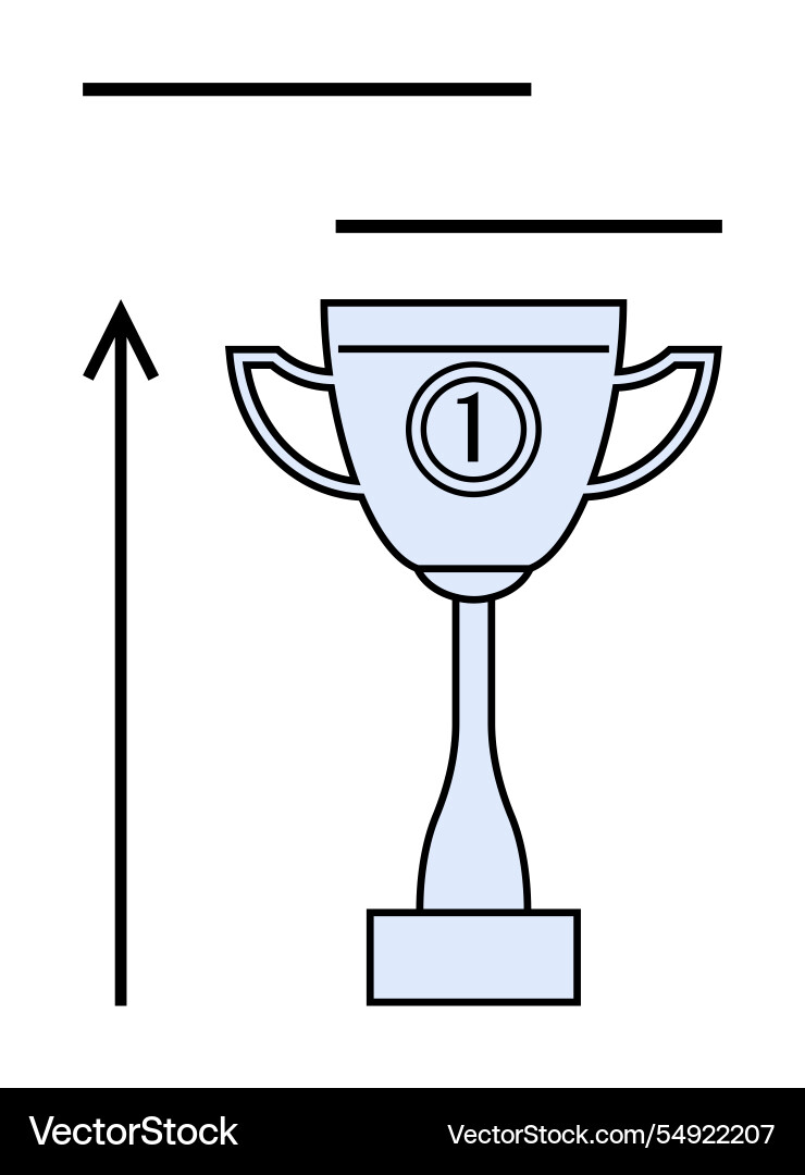Trophy with upward arrow and lines symbolizing Vector Image