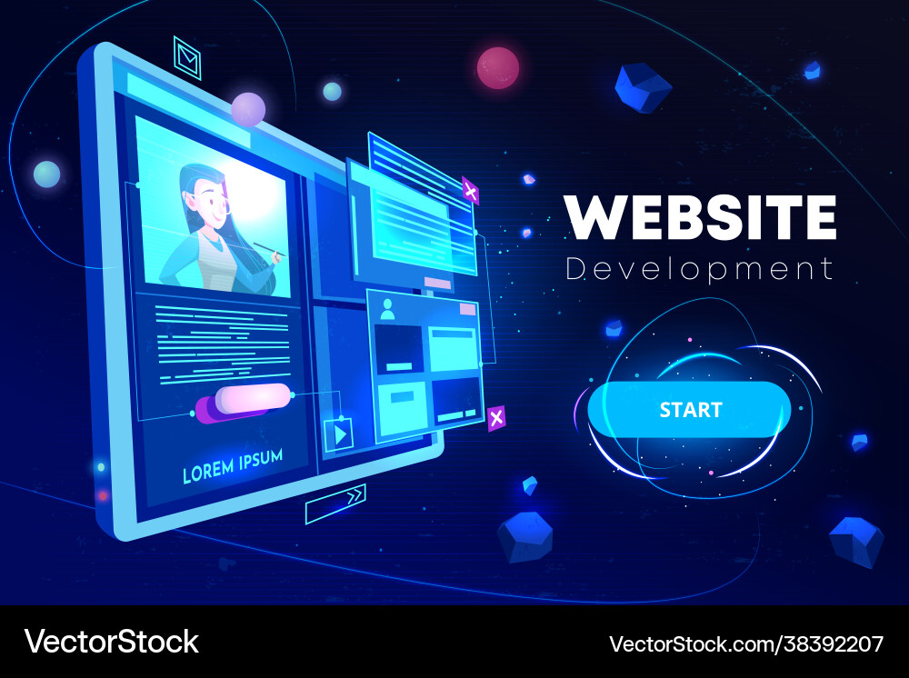 Website development banner programming technology Website development banner programming technology vector image