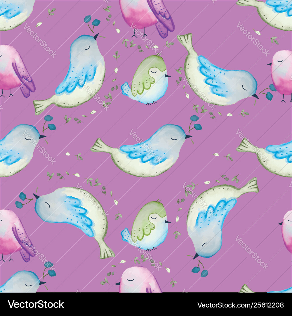 Birds seamless repeat print pattern tile Vector Image