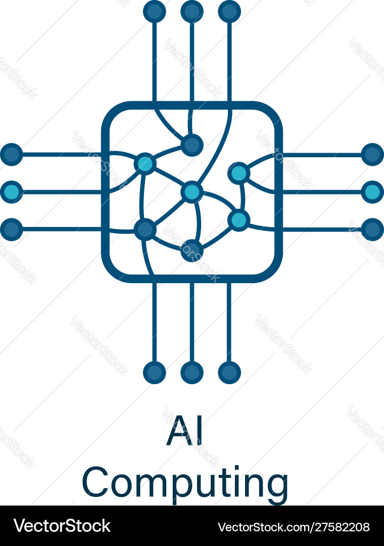 Chip icon with ai neural network inside Chip icon with ai neural network inside vector image