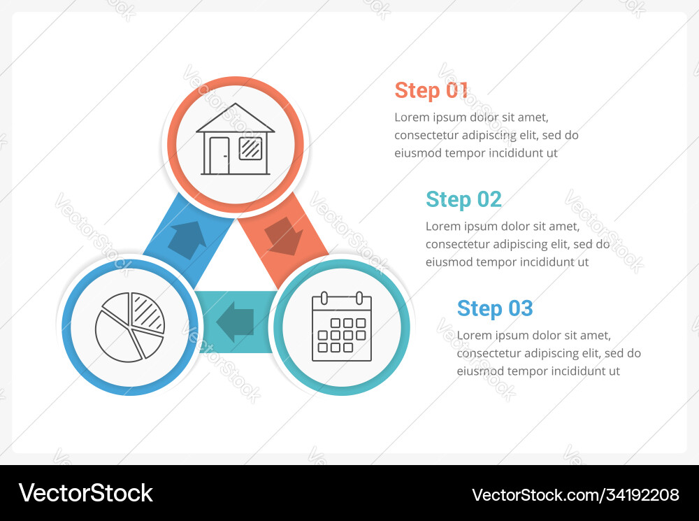 Circle diagram with three elements Circle diagram with three elements vector image
