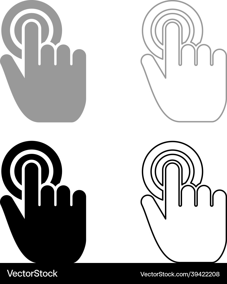 Click on button hand cursor touch screen set icon vector image