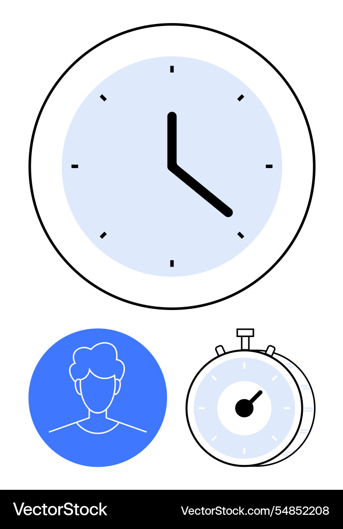Clock stopwatch and user avatar representing Clock stopwatch and user avatar representing vector image
