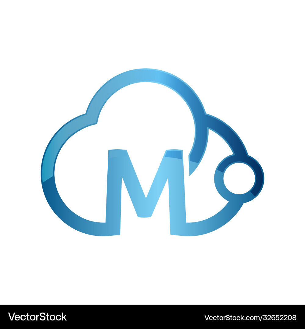 Digital tech cloud logo design with initial Digital tech cloud logo design with initial vector image
