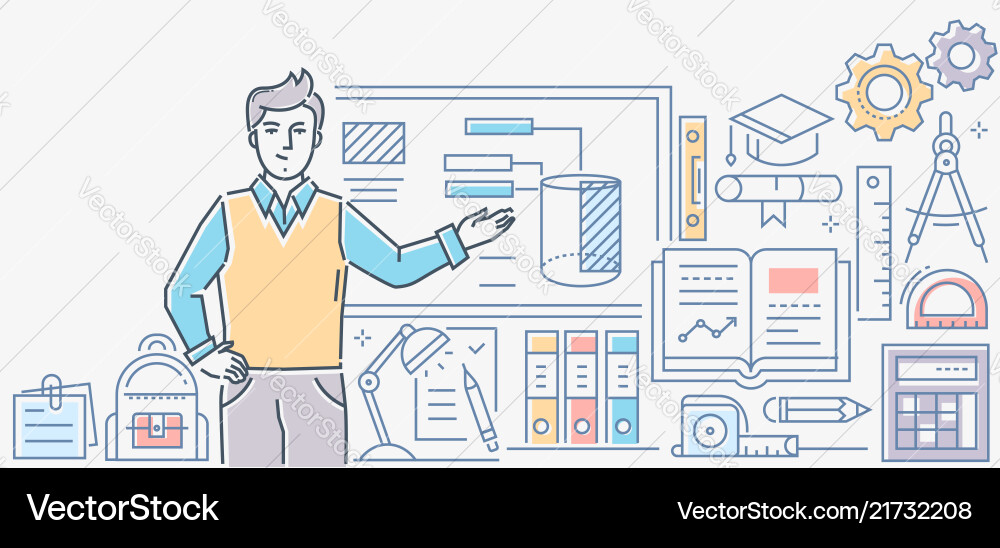 Drawing lesson - colorful line design style Drawing lesson - colorful line design style vector image