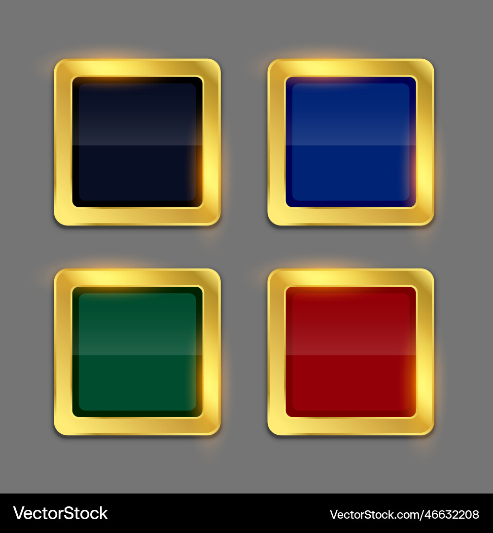 Golden shiny frame button in four colors set vector image