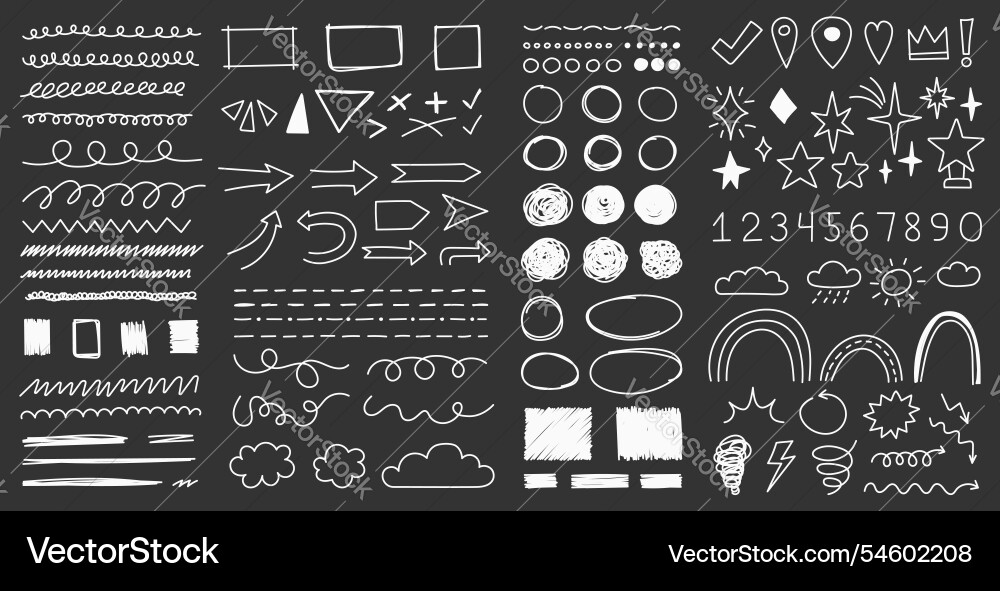 Hand drawn doodles scribbles and elements Vector Image