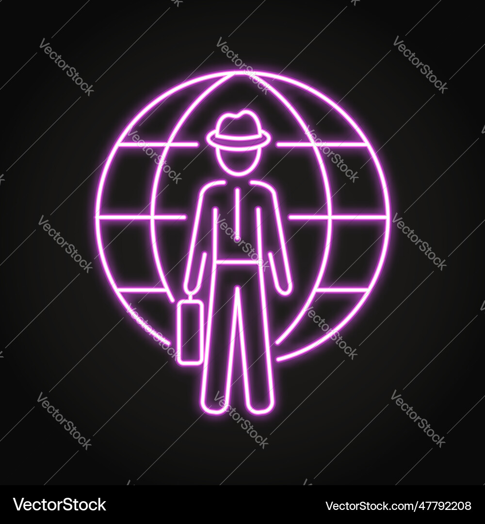 International spy agent neon icon International spy agent neon icon vector image