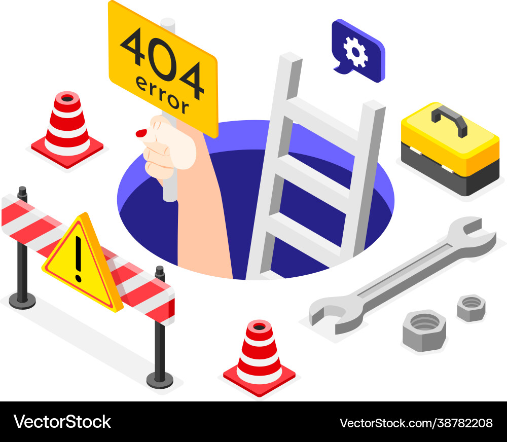 Isometric error background Isometric error background vector image