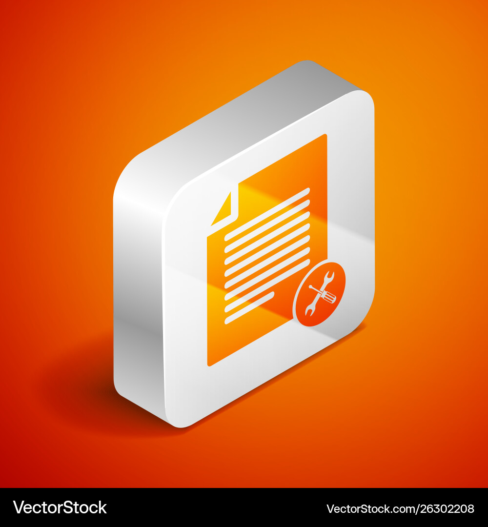 Isometric file document with screwdriver Isometric file document with screwdriver vector image