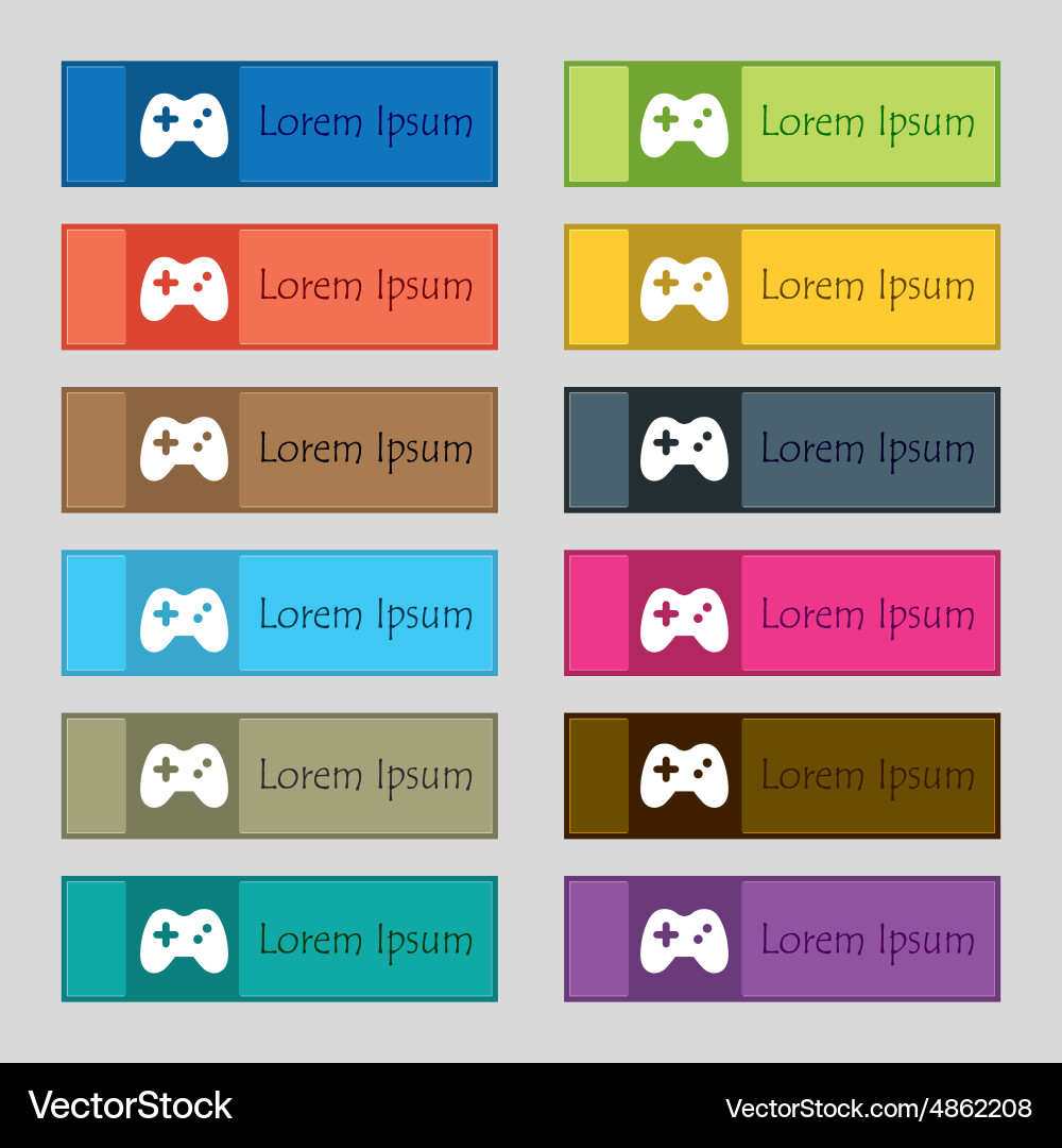 Joystick icon sign set of twelve rectangular vector image
