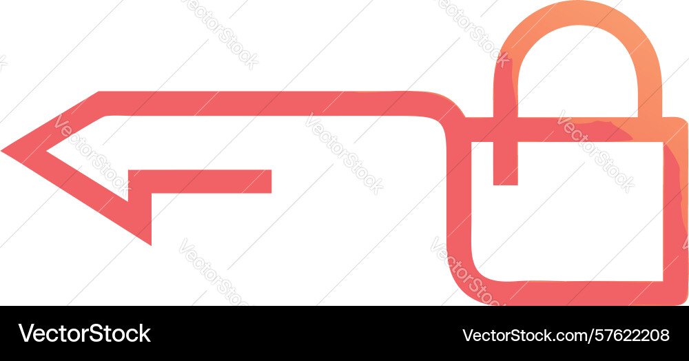 Left arrow with padlock icon symbolizing security vector image