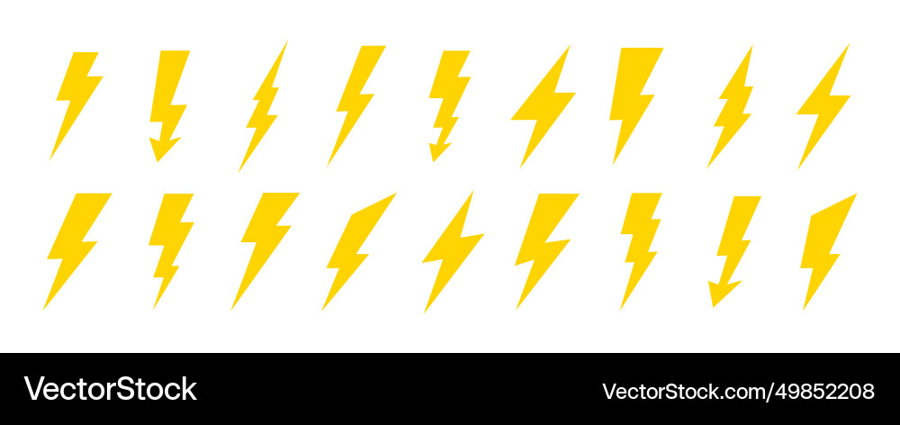 Lightning icons set thunder and bolt flash icon Lightning icons set thunder and bolt flash icon vector image