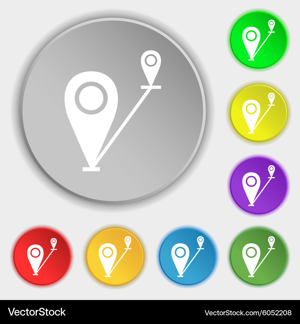 Map pointer icon sign symbols on eight flat vector image