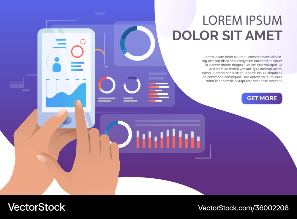 Person using financial data analysis application vector image