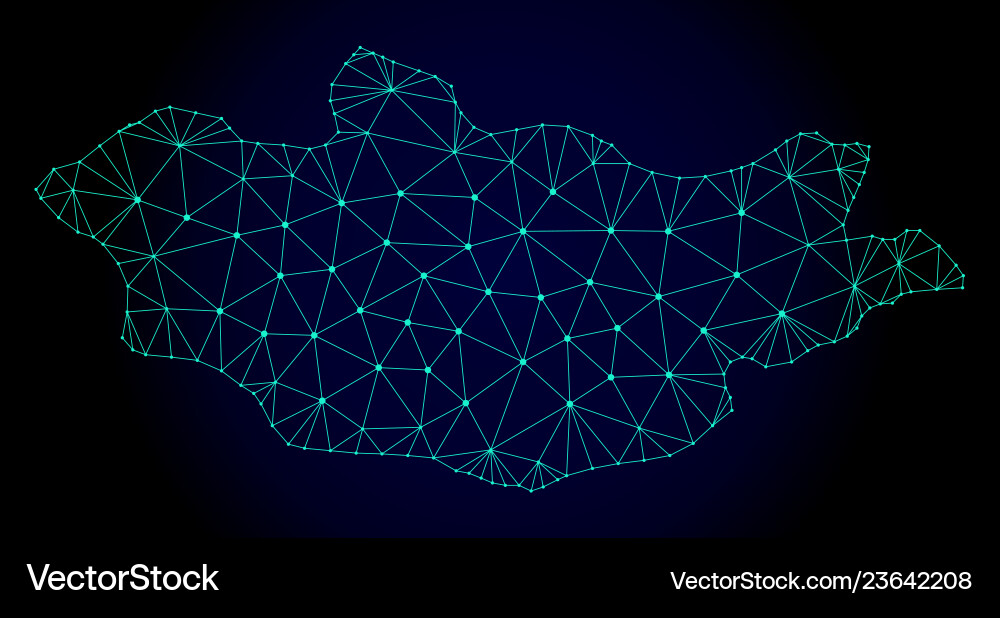 Polygonal wire frame mesh map of mongolia vector image
