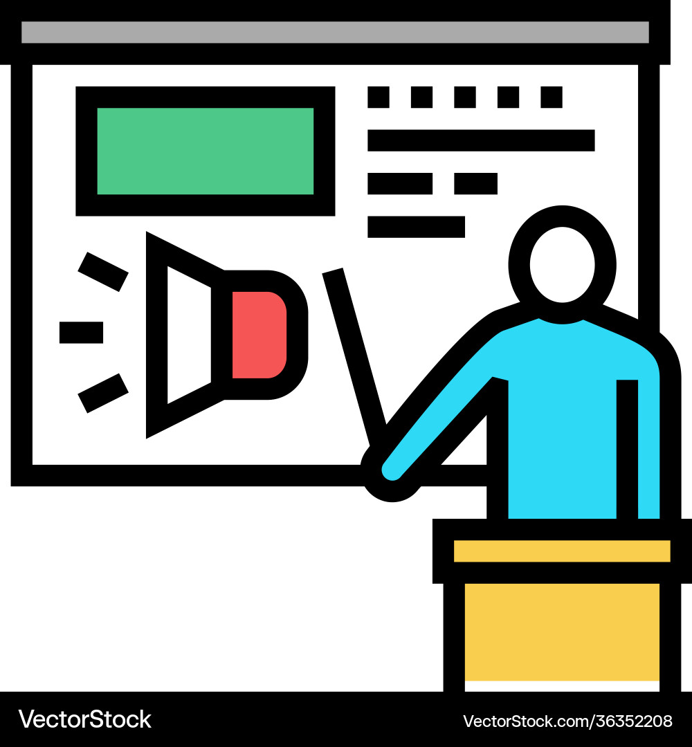 Presentation pr color icon Vector Image