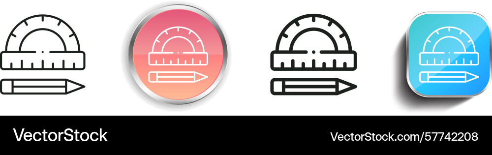 Protractor icon thin linear regular and button vector image