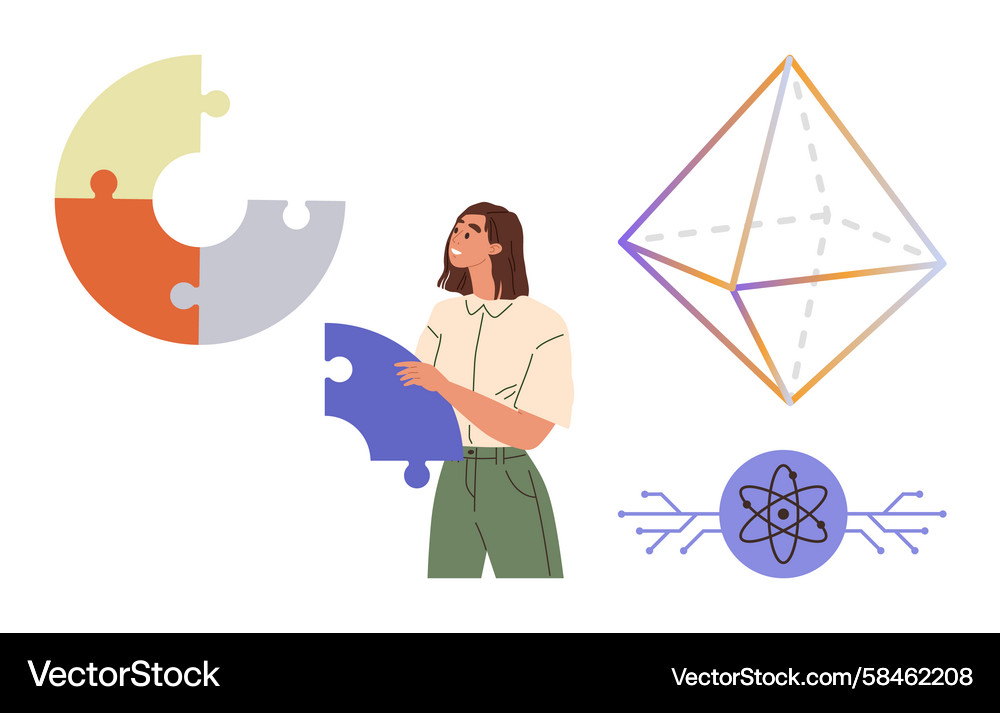Puzzle Solving with Geometric Concepts Vector Image