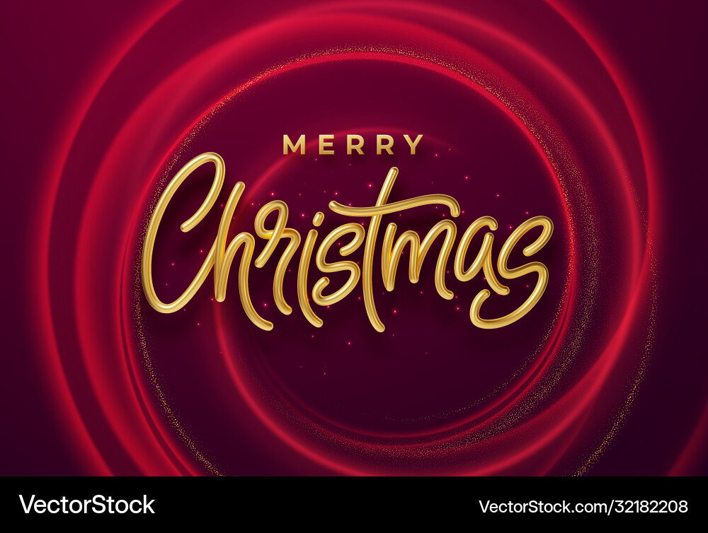 Realistic shiny 3d golden inscription merry Realistic shiny 3d golden inscription merry vector image