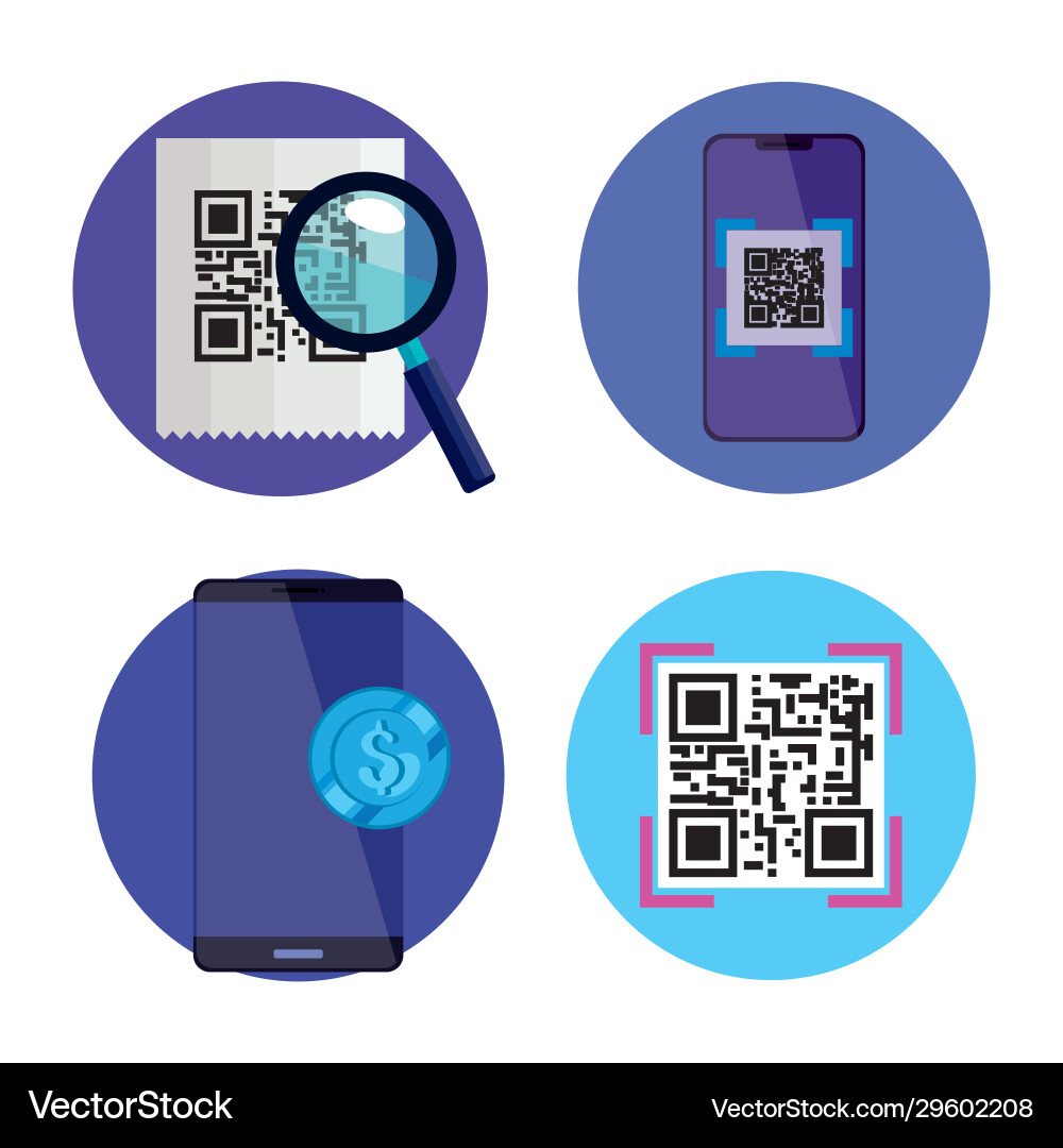 Scan qr-Code und Icons einstellen Scan qr-Code und Icons einstellen vektorbild