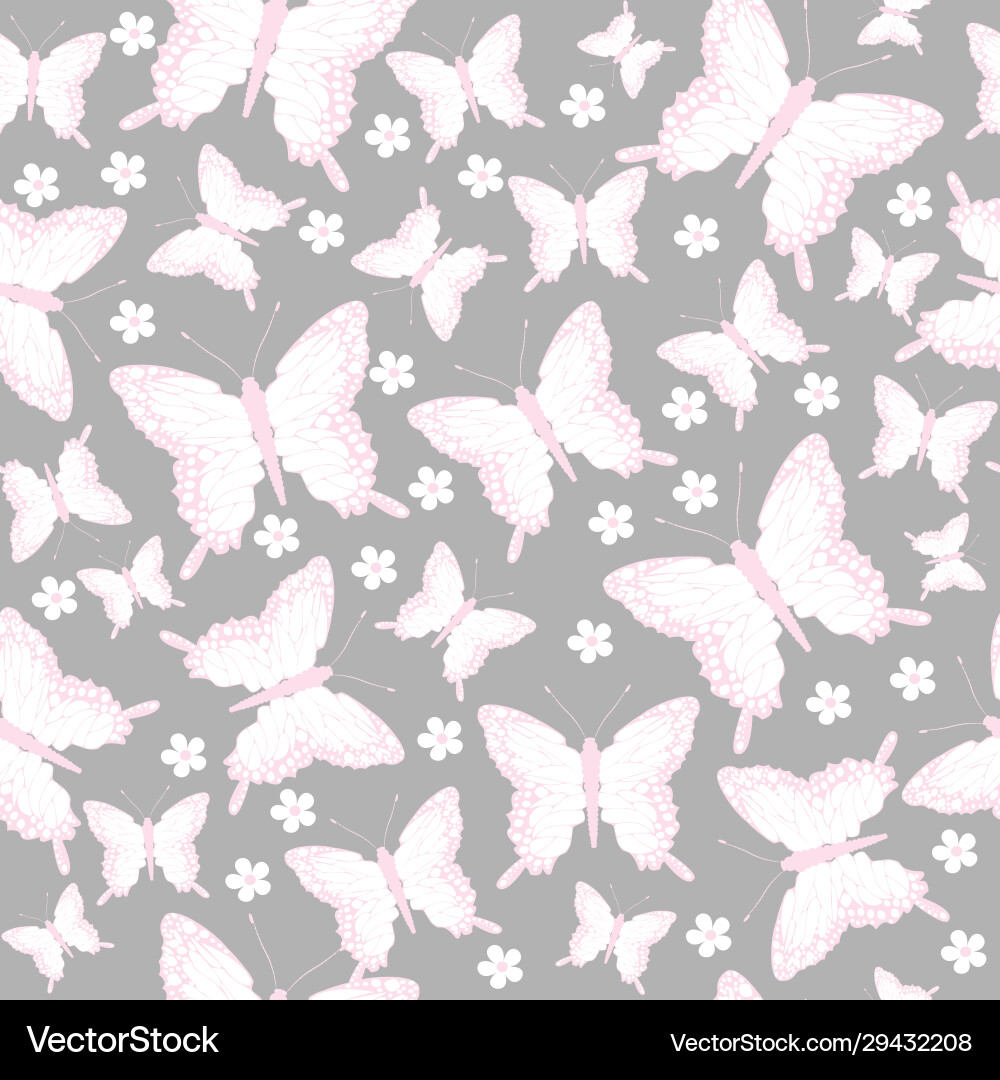 Seamless pattern with butterflies and flowers Vector Image