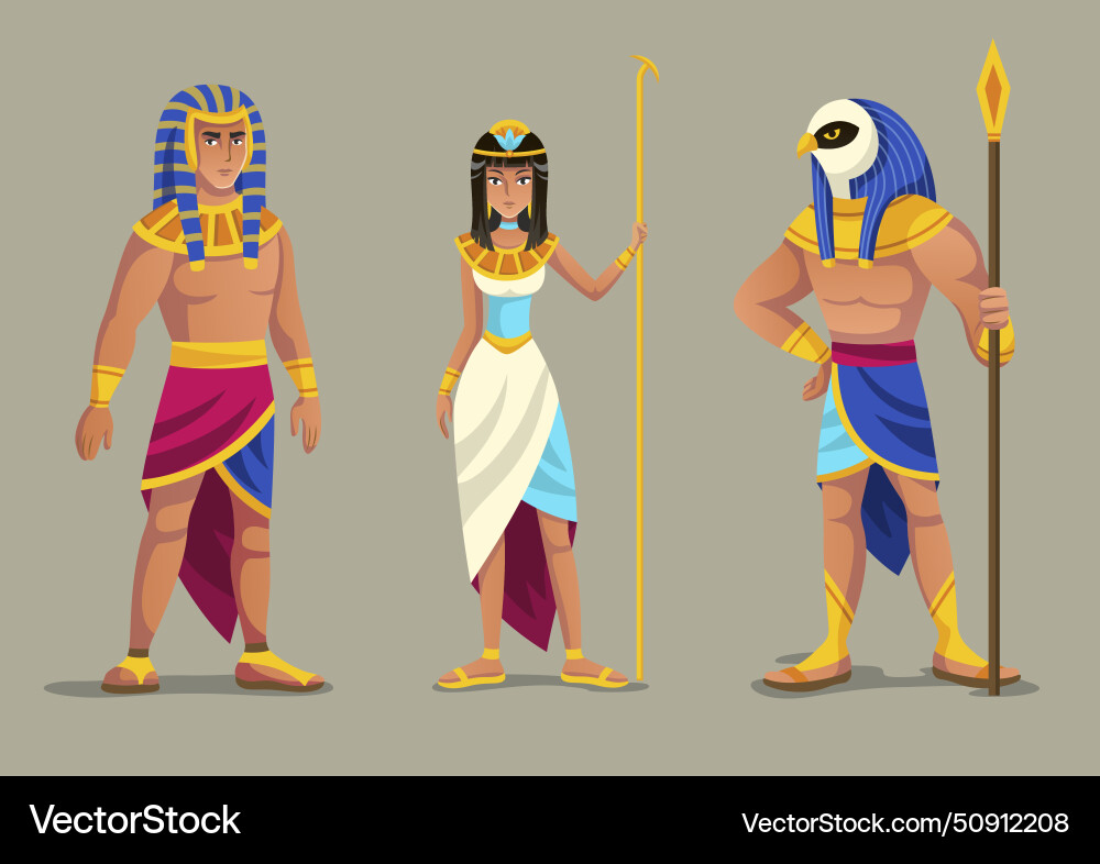 Set von alten ägyptischen Göttern Lizenzfreier Vektor