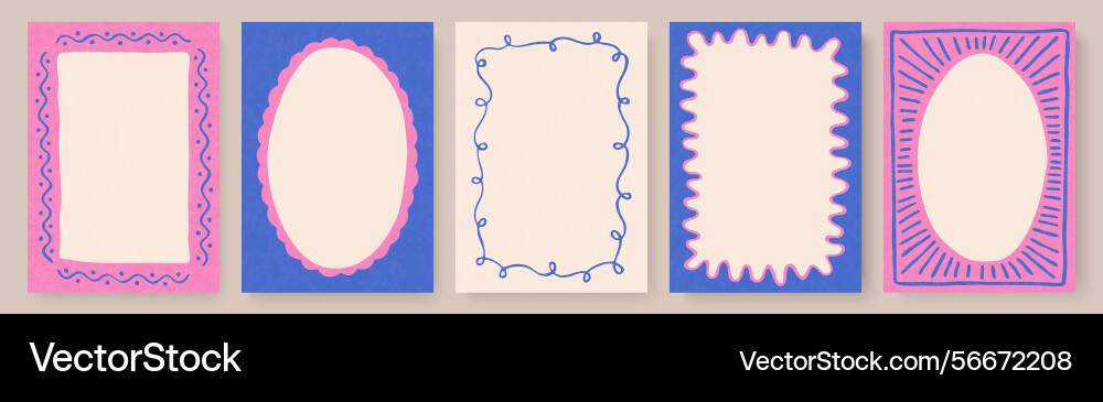 Set of hand-drawn blank frames with abstract Set of hand-drawn blank frames with abstract vector image