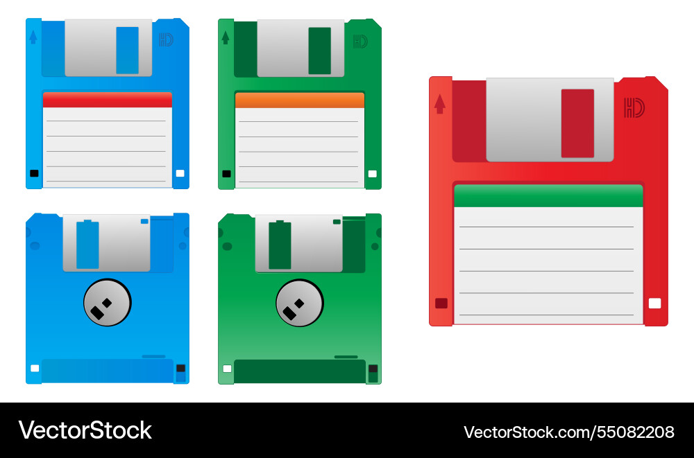 Set of retro floppy disk icons in var Set of retro floppy disk icons in var Vector Image