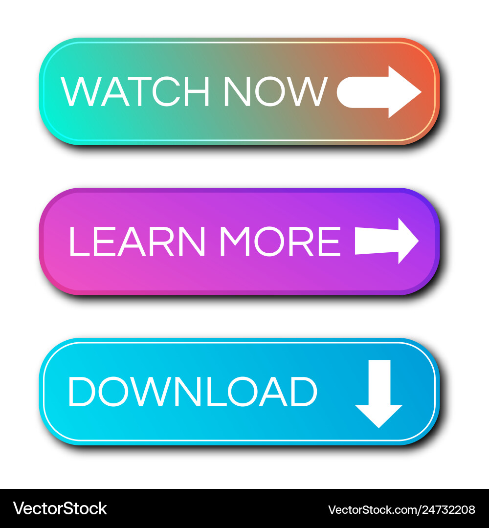 Set of three modern gradient buttons with shadows Set of three modern gradient buttons with shadows vector image