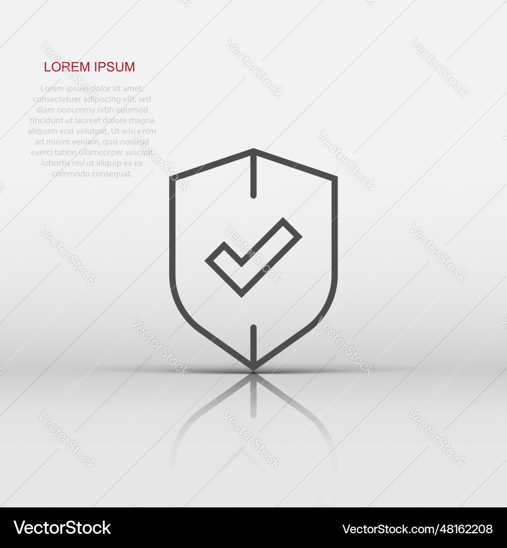 Shield with check mark icon in flat style protect Vector Image