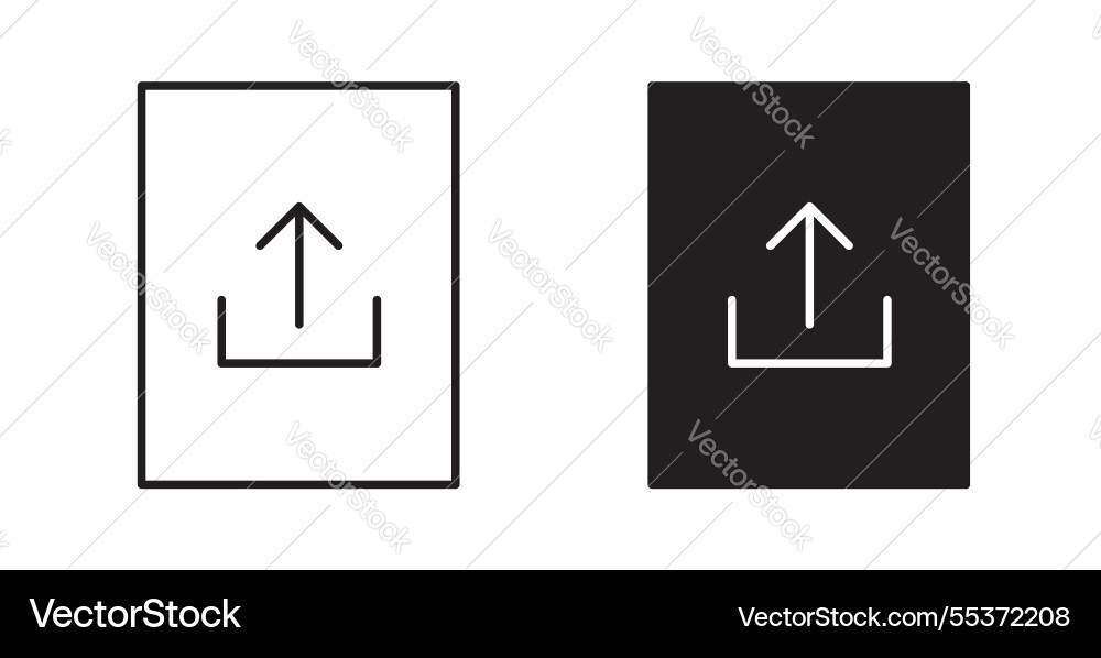 Upload icon set in thin line for web vector image