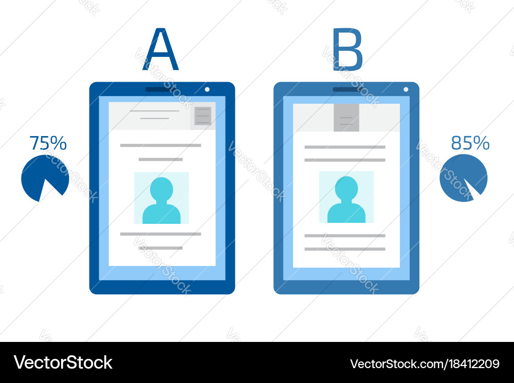 A-b comparison split testing concept vector image