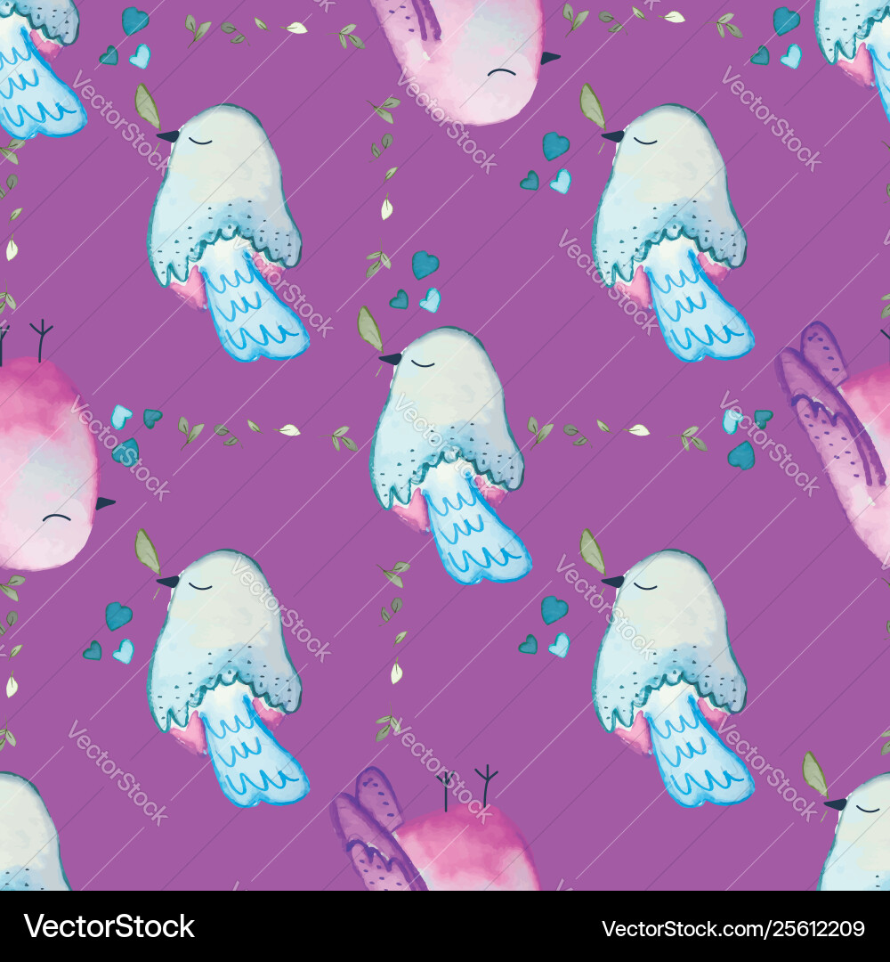 Birds seamless repeat print pattern tile Vector Image