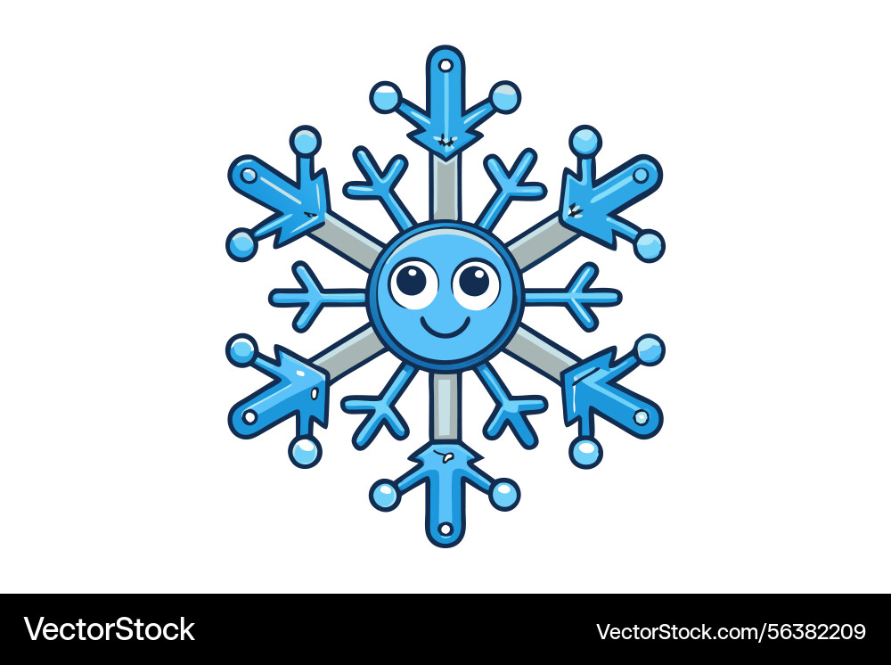 Cartoon snowflake character with a smiling face Cartoon snowflake character with a smiling face vector image