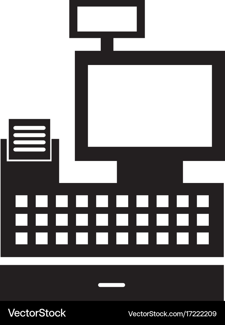 Cash register machine keypad display vector image