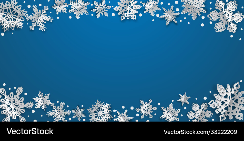 Christmas background with volume paper snowflakes Vector Image