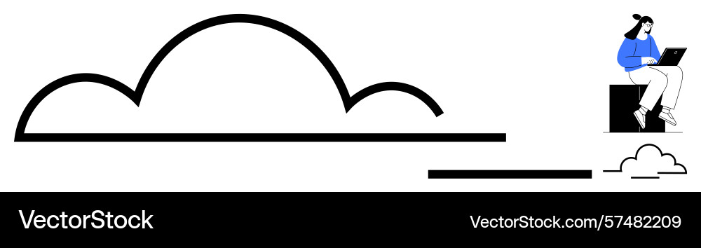Cloud computing with a user working remotely Cloud computing with a user working remotely vector image