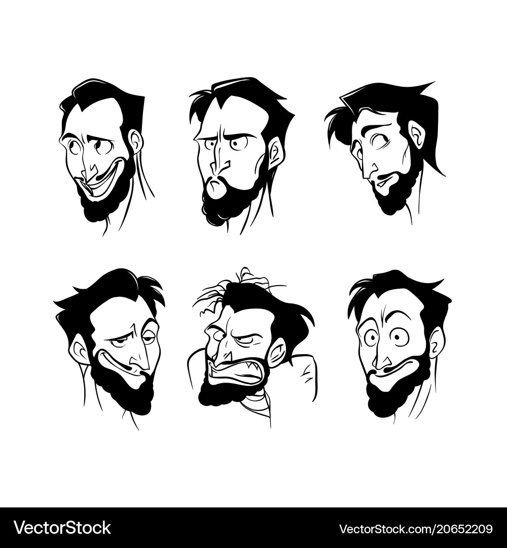 Contour pattern of a set emotions bearded Contour pattern of a set emotions bearded vector image
