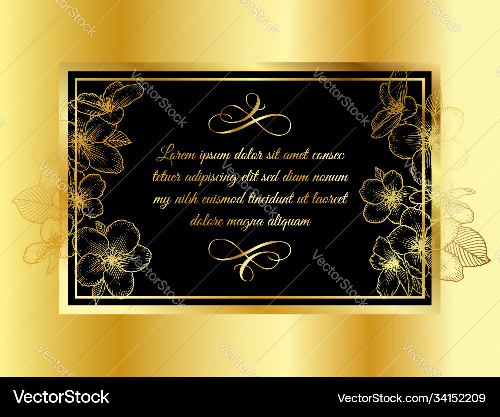 Floral Hochzeit Einladung dunkel golden elegant Floral Hochzeit Einladung dunkel golden elegant vektorbild