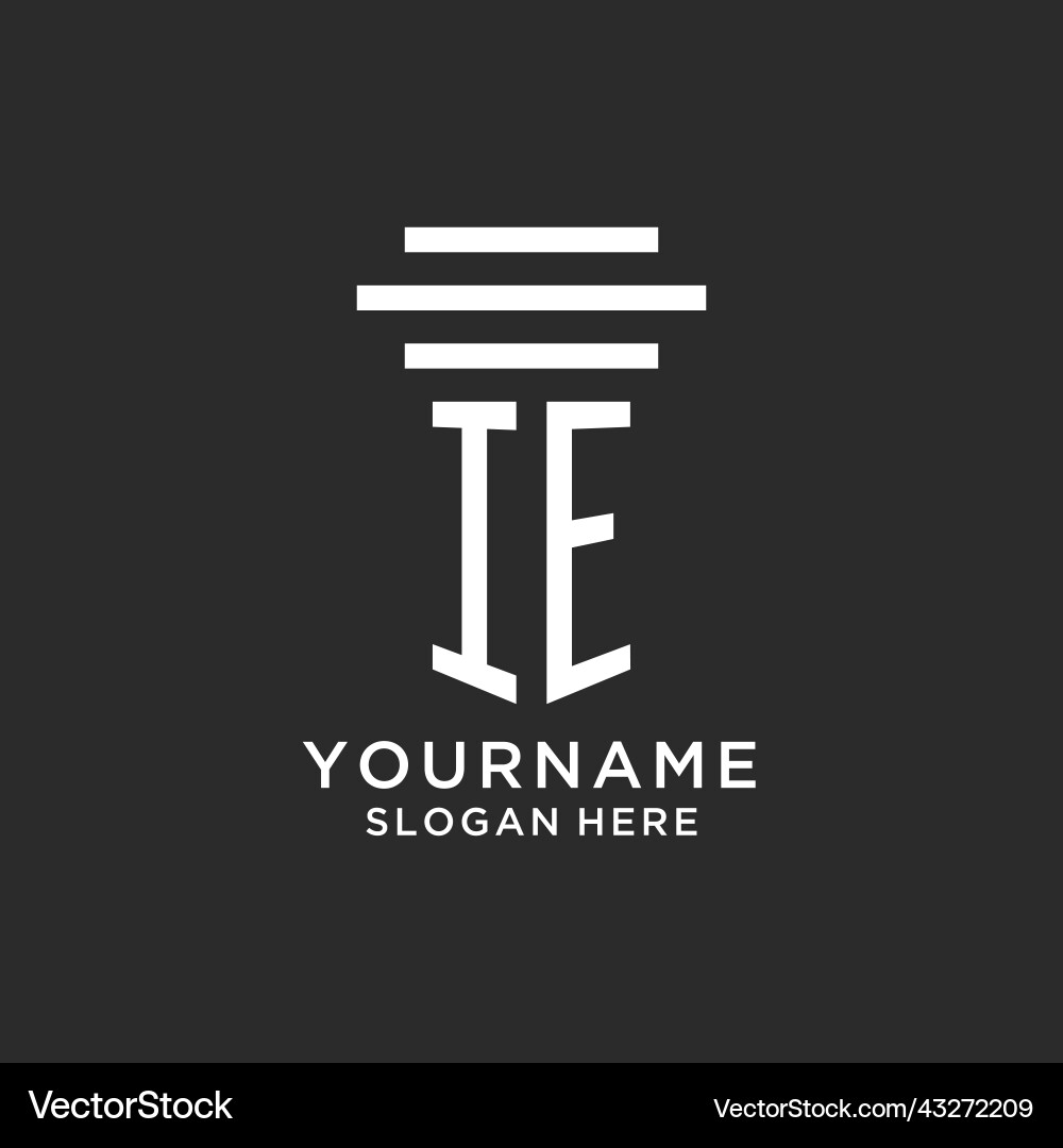 Ie initials with simple pillar logo design Ie initials with simple pillar logo design Vector Image
