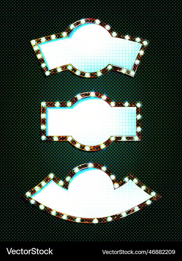 Isolated set of mirror with bulb frame Vector Image
