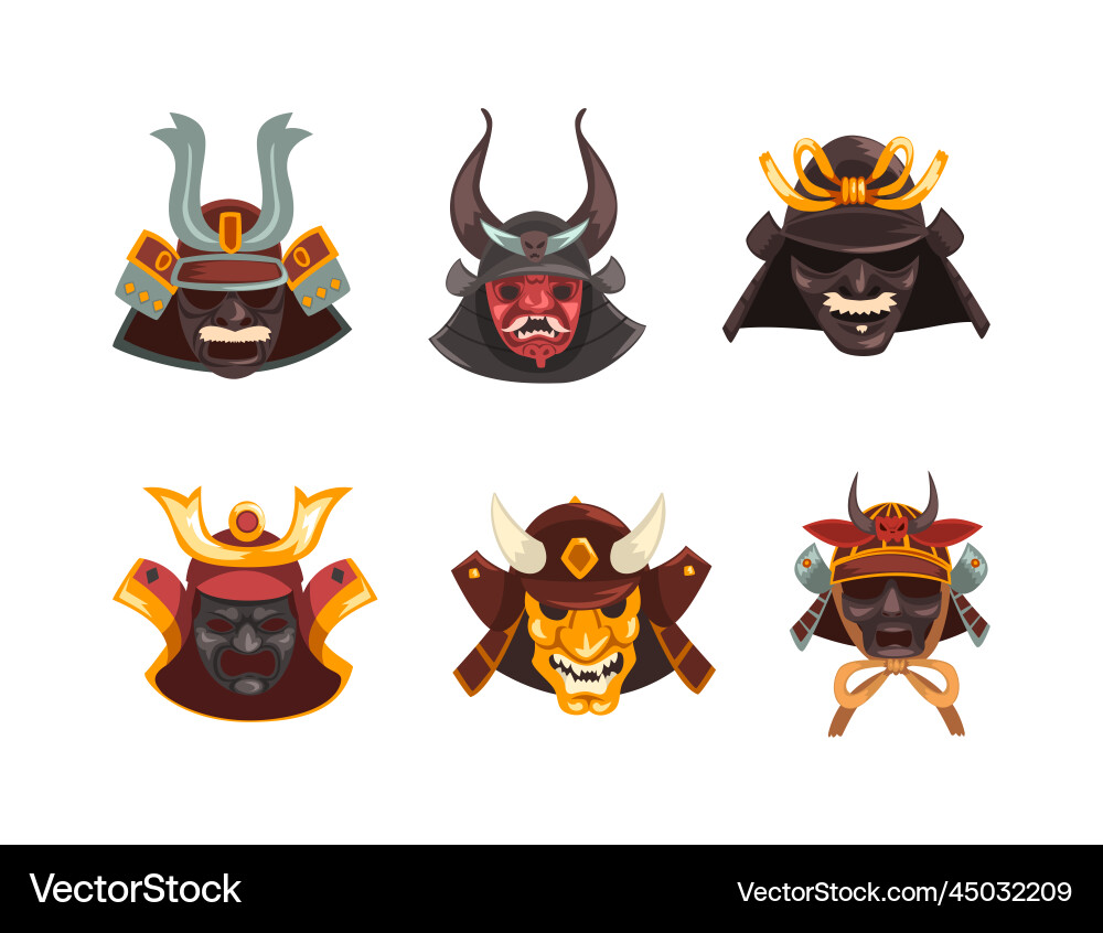 Japanese samurai mask as traditional culture Japanese samurai mask as traditional culture Vector Image