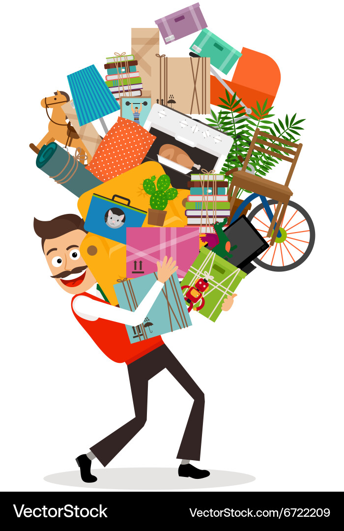 Man Carrying Boxes Vector Image