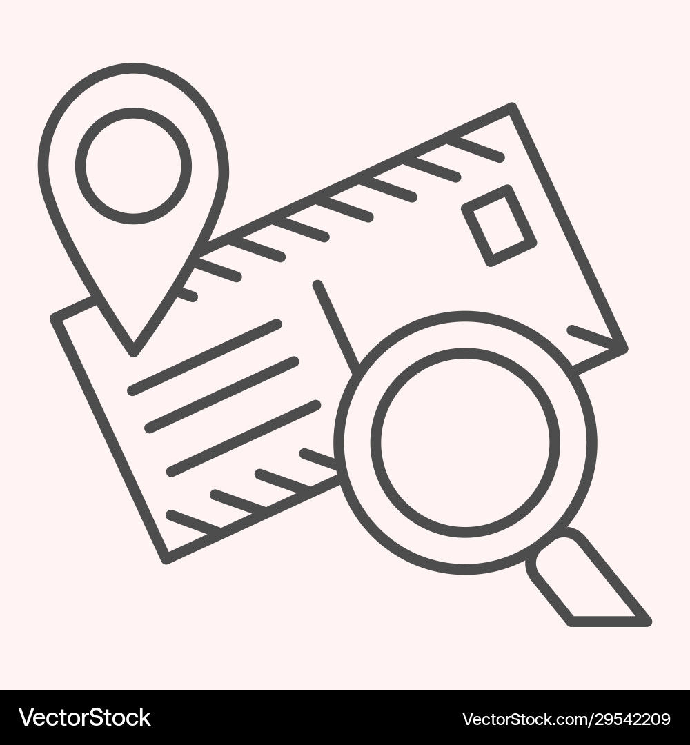 Postage mail tracking thin line icon location map Postage mail tracking thin line icon location map Vector Image