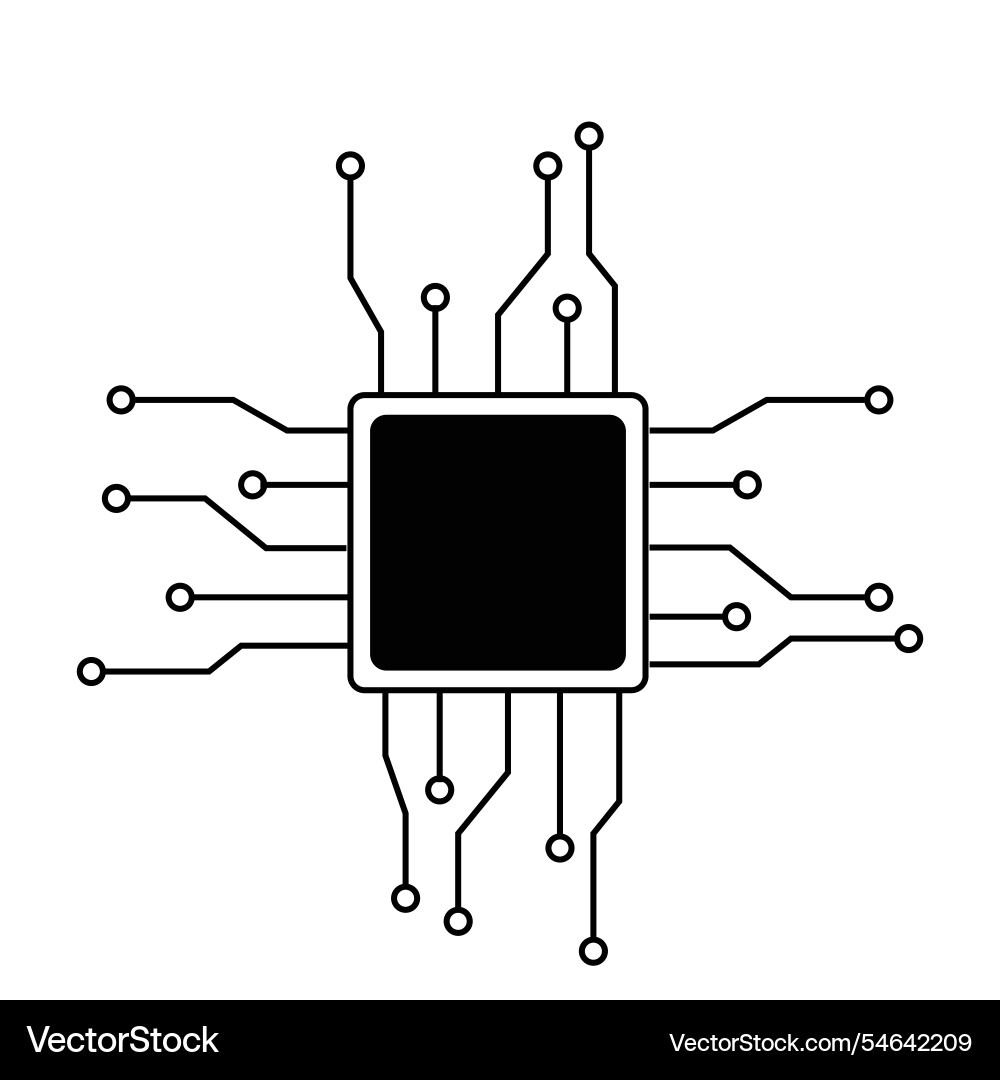 Processor line icon microchip cpu technology Processor line icon microchip cpu technology vector image